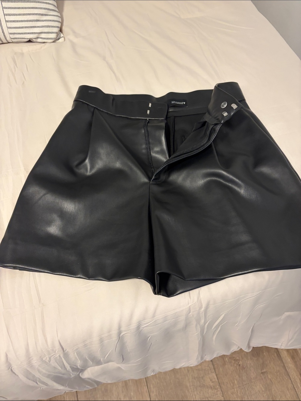 Zara Black Faux Leather Bermuda Shorts